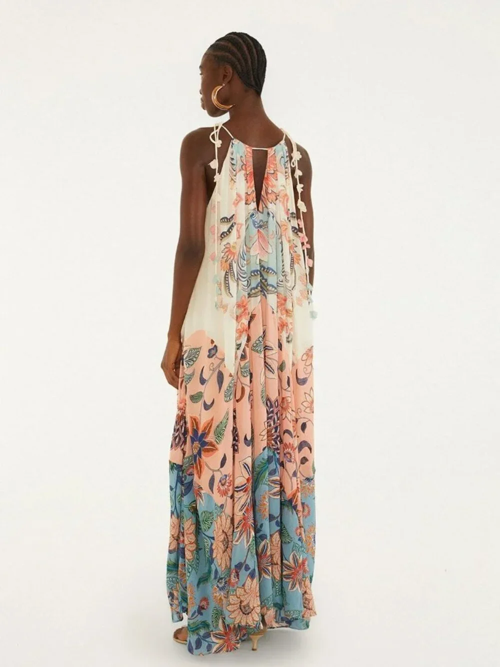 Farm Rio NWT Multicolor Boho Floral Delhi Pleated Maxi Dress XS